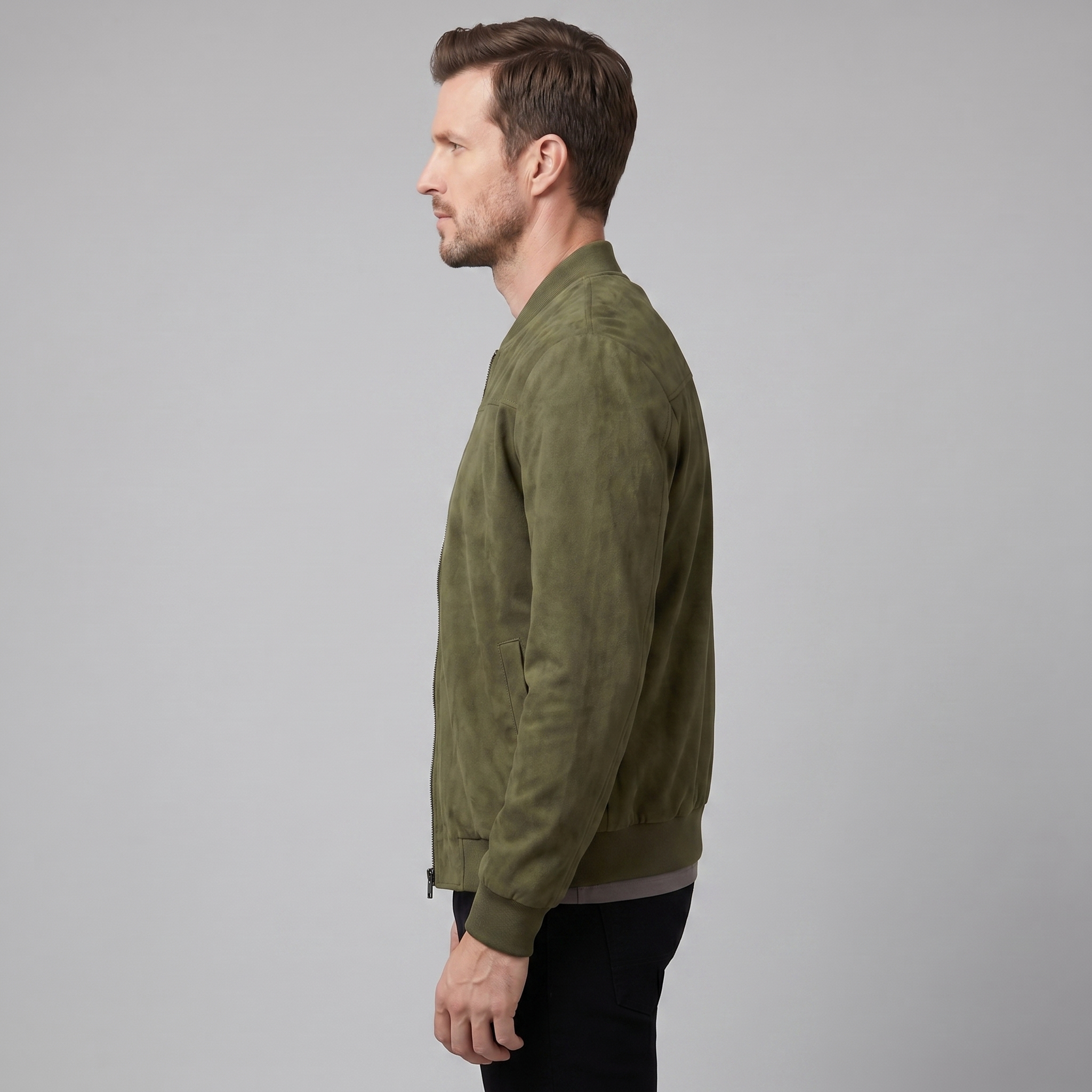 Herren Lässige Samt Bomberjacke