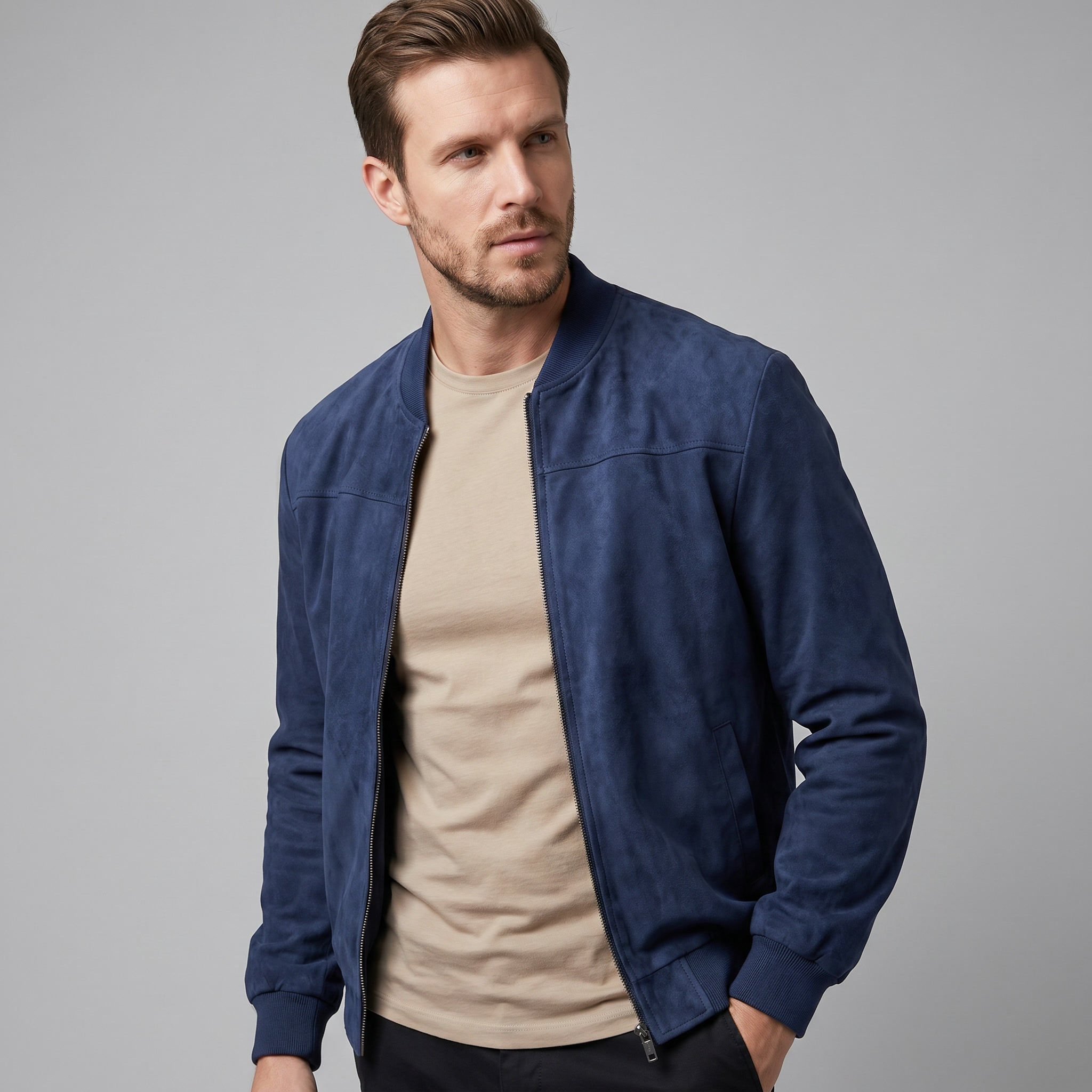 Herren Lässige Samt Bomberjacke