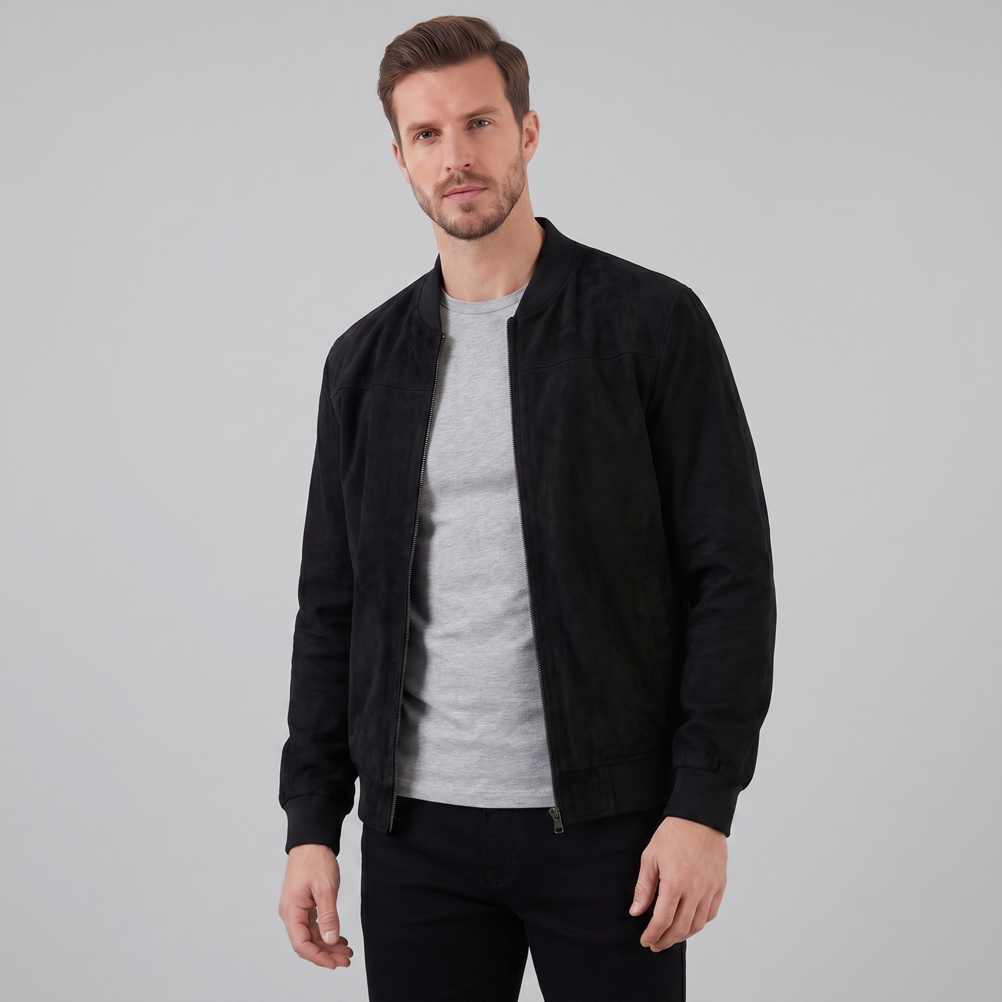 Herren Lässige Samt Bomberjacke