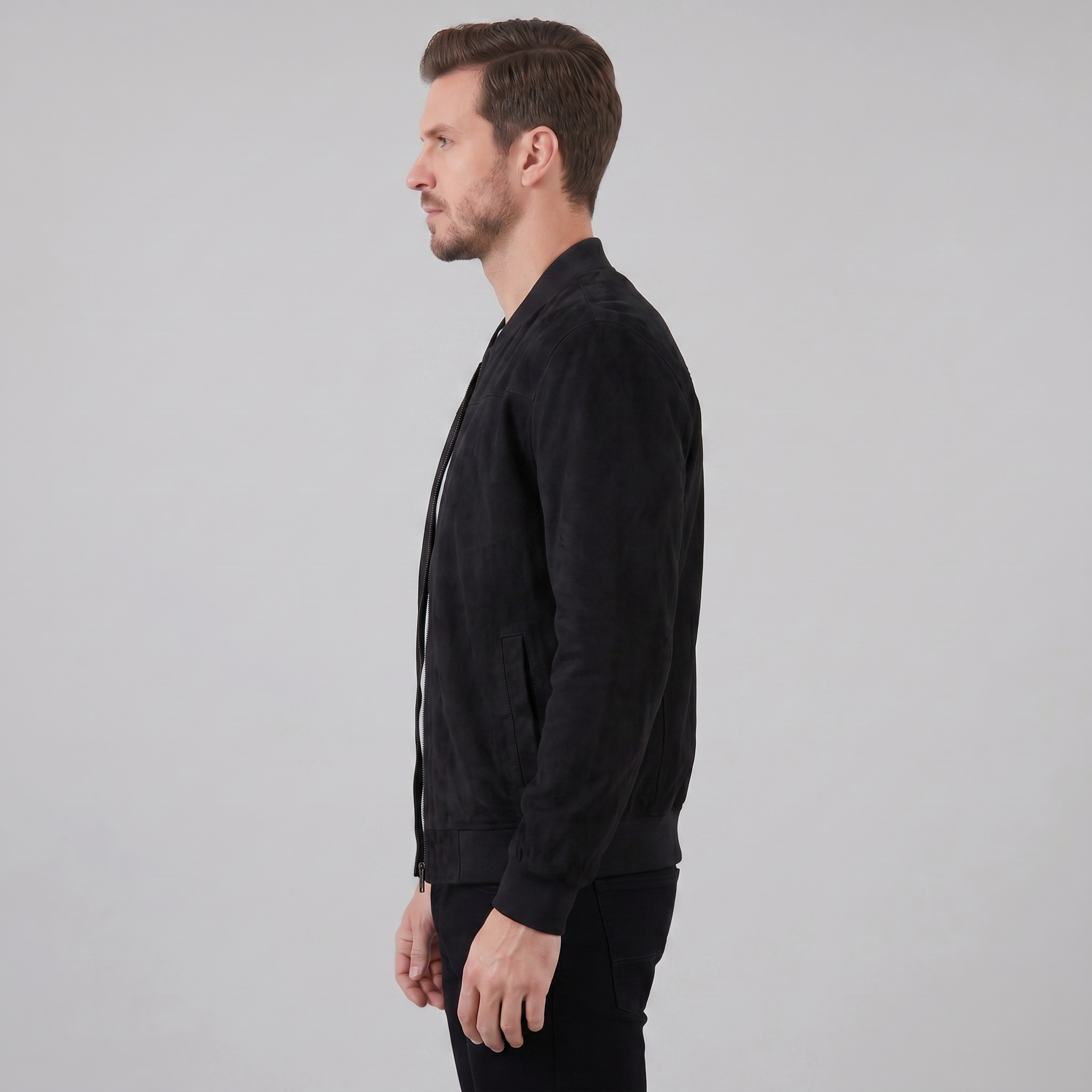 Herren Lässige Samt Bomberjacke