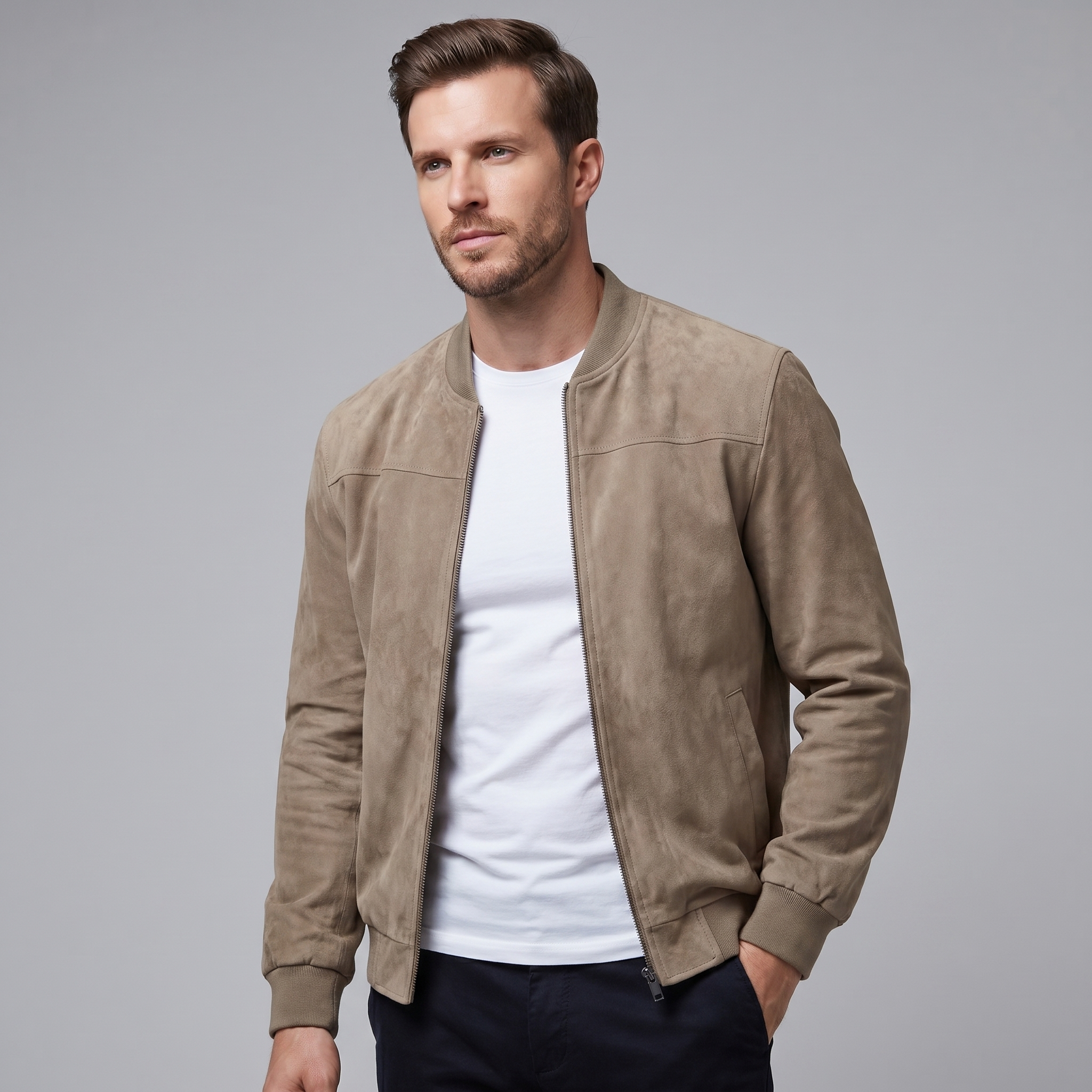 Herren Lässige Samt Bomberjacke