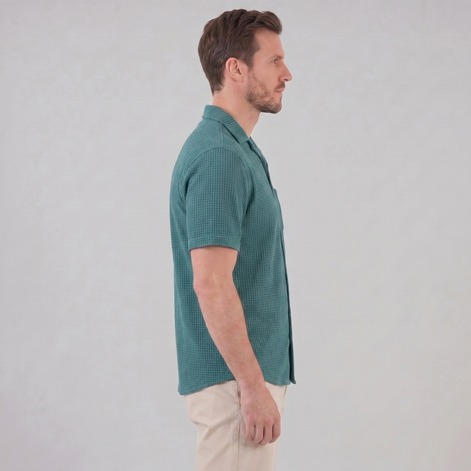 Herren Casual Hemd Waffelstruktur
