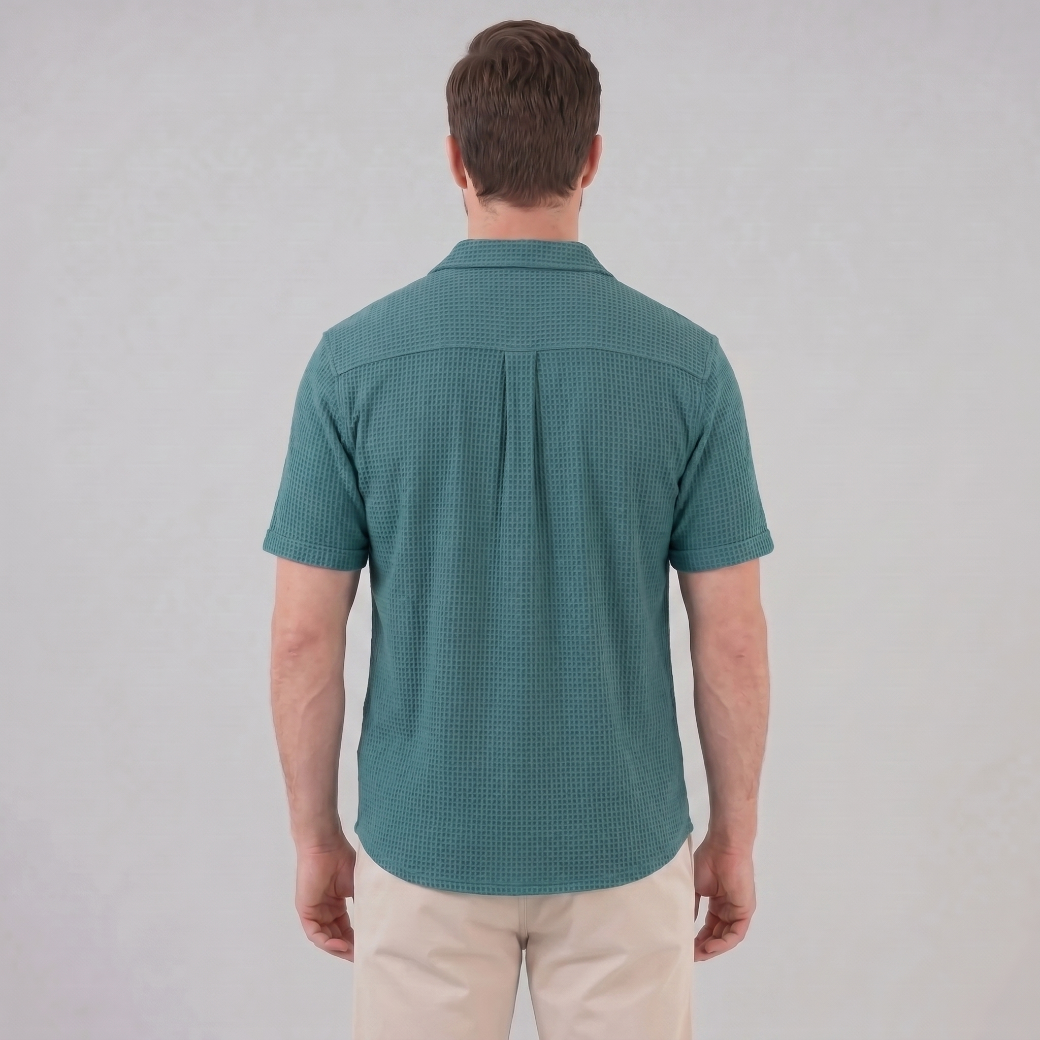 Herren Casual Hemd Waffelstruktur