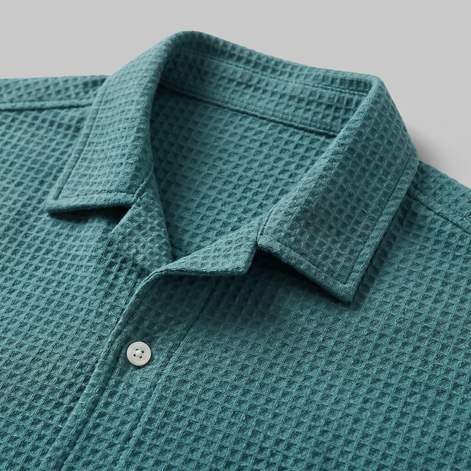 Herren Casual Hemd Waffelstruktur