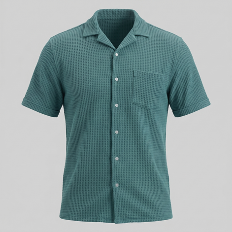 Herren Casual Hemd Waffelstruktur