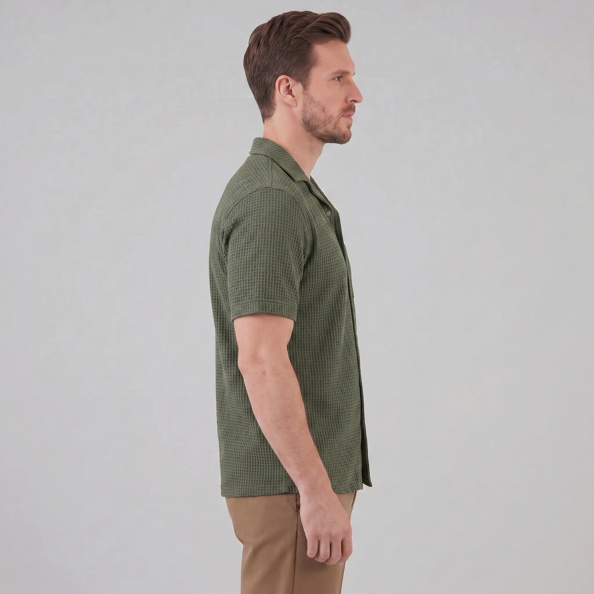 Herren Casual Hemd Waffelstruktur