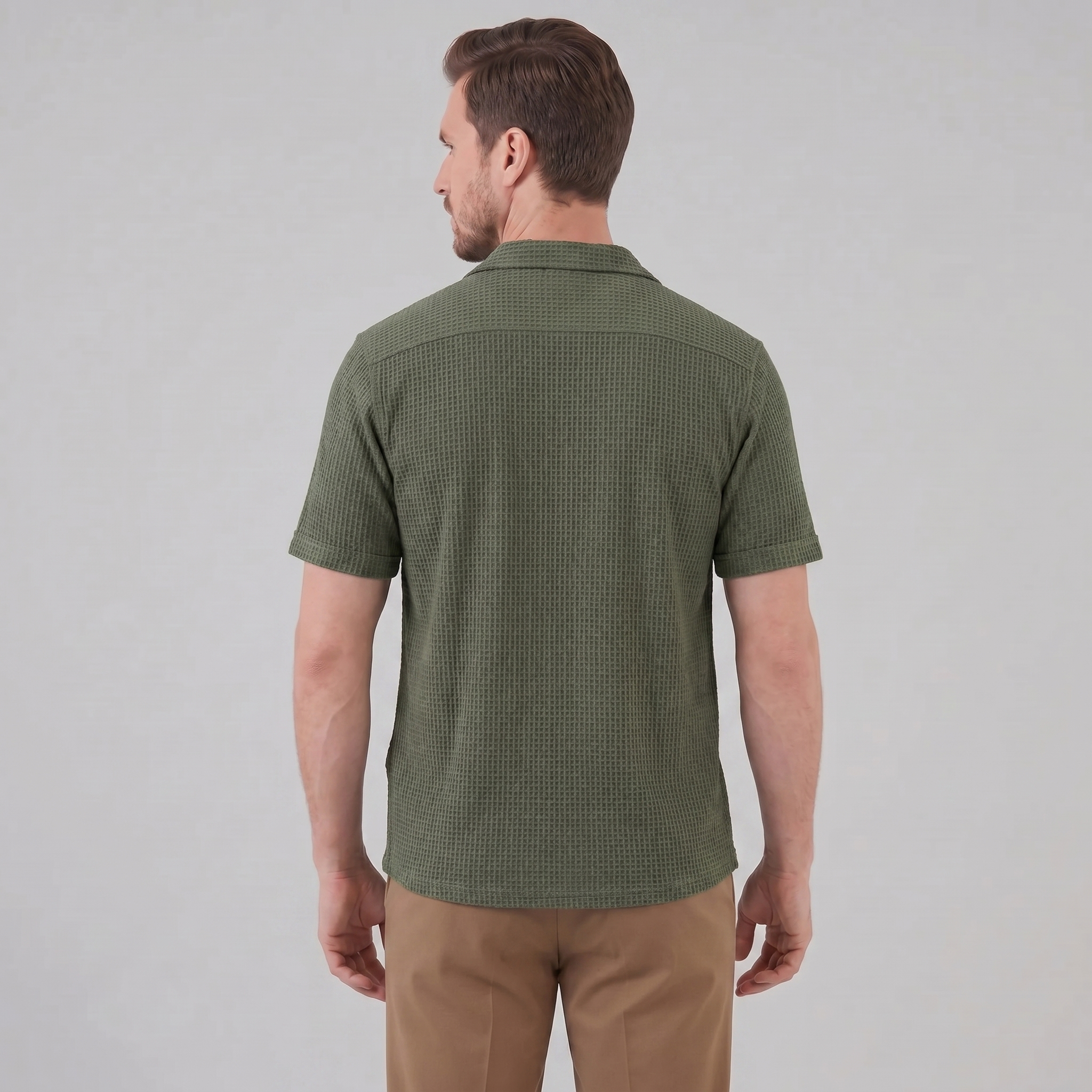 Herren Casual Hemd Waffelstruktur
