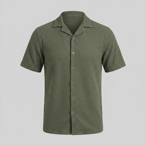 Herren Casual Hemd Waffelstruktur