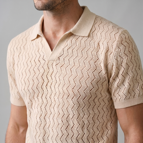 Herren Chevron Offenes Strick-Polo