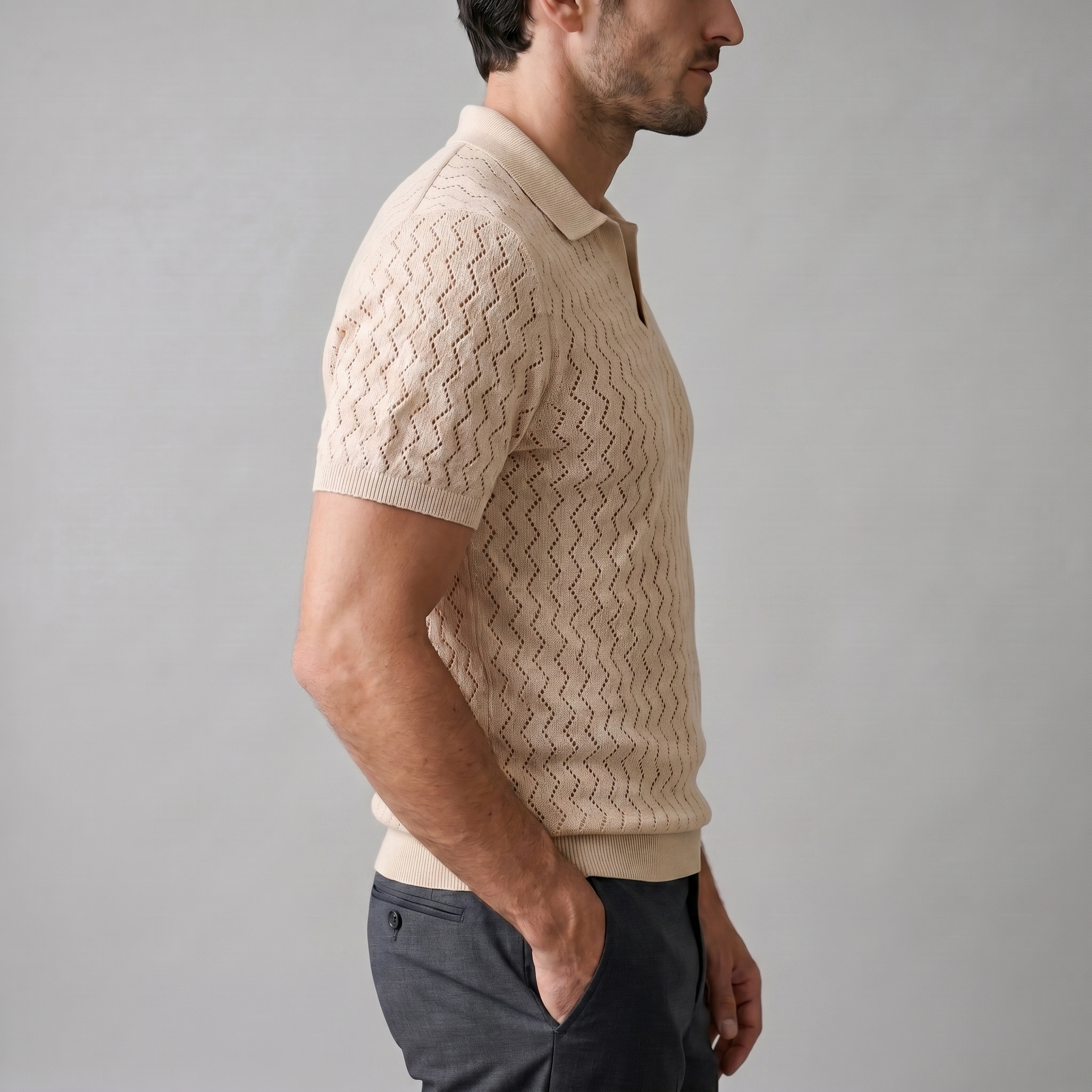 Herren Chevron Offenes Strick-Polo