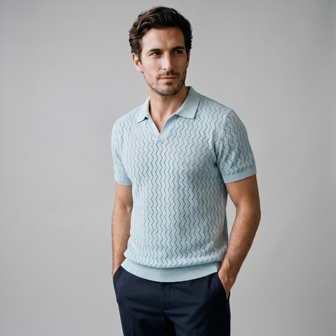 Herren Chevron Offenes Strick-Polo