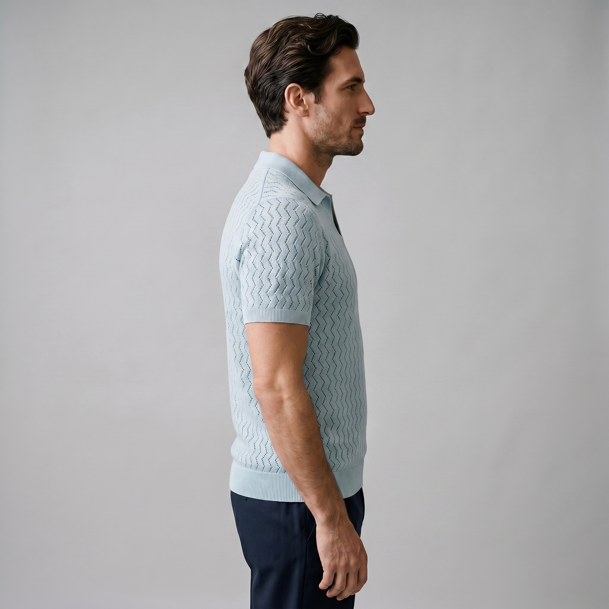 Herren Chevron Offenes Strick-Polo