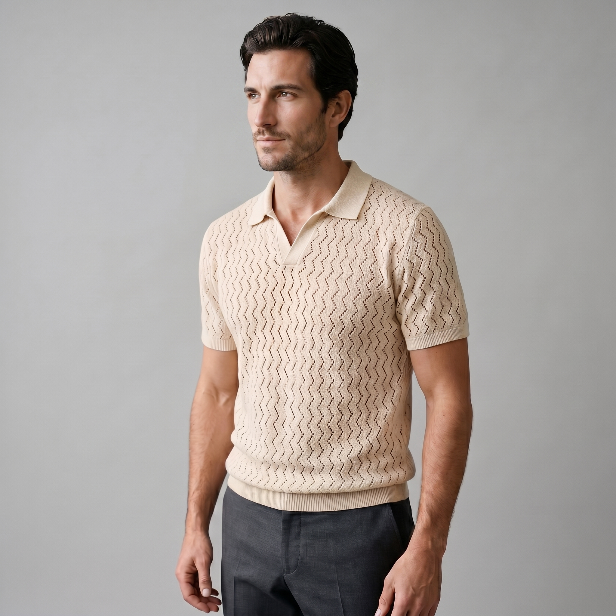 Herren Chevron Offenes Strick-Polo