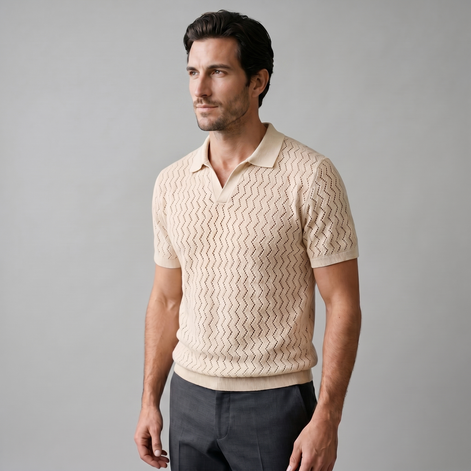 Herren Chevron Offenes Strick-Polo