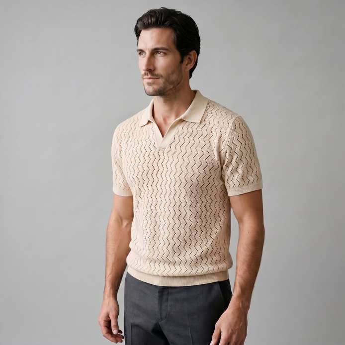 Herren Chevron Offenes Strick-Polo