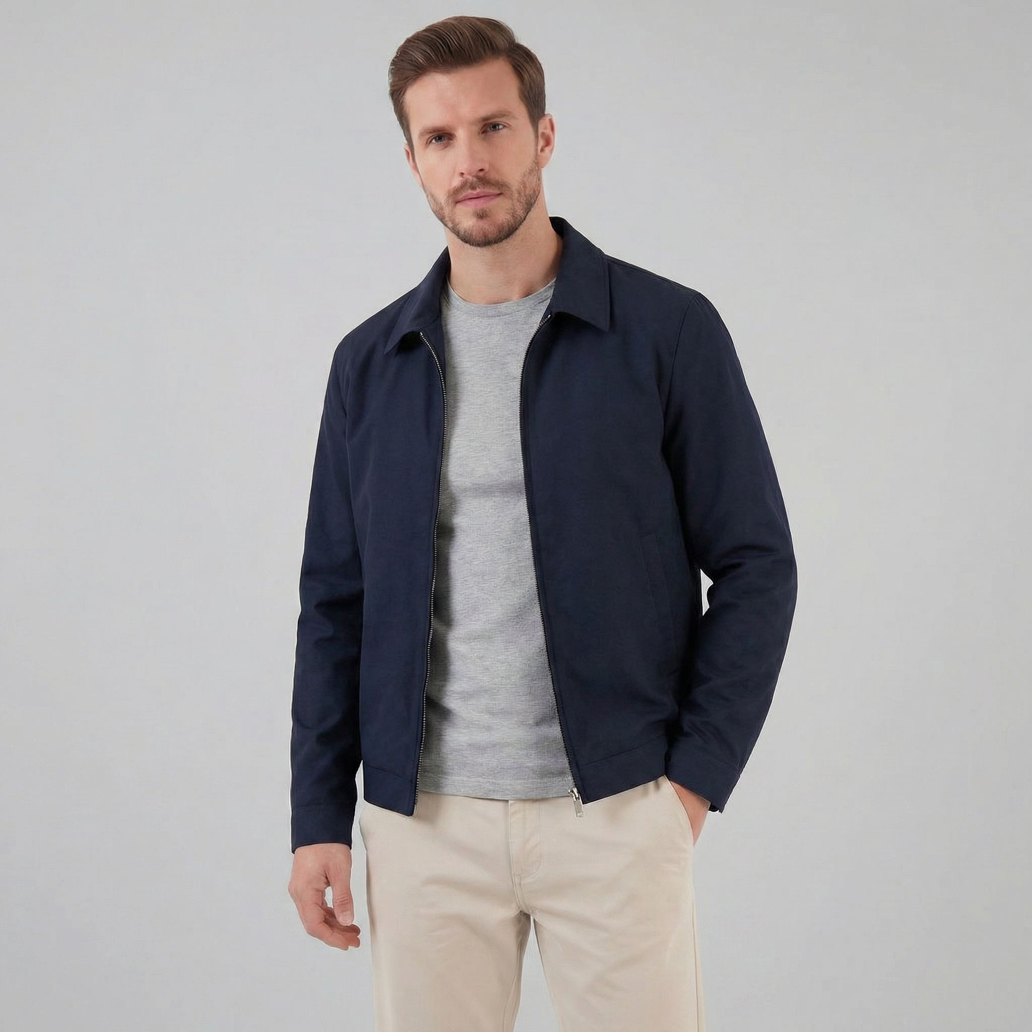 Herren Übergangsjacke Mit Klassischem Kragen