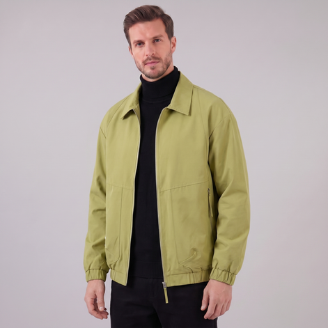 Herren Freizeitjacke Mit Kragen Und Durchgehendem Reißverschluss