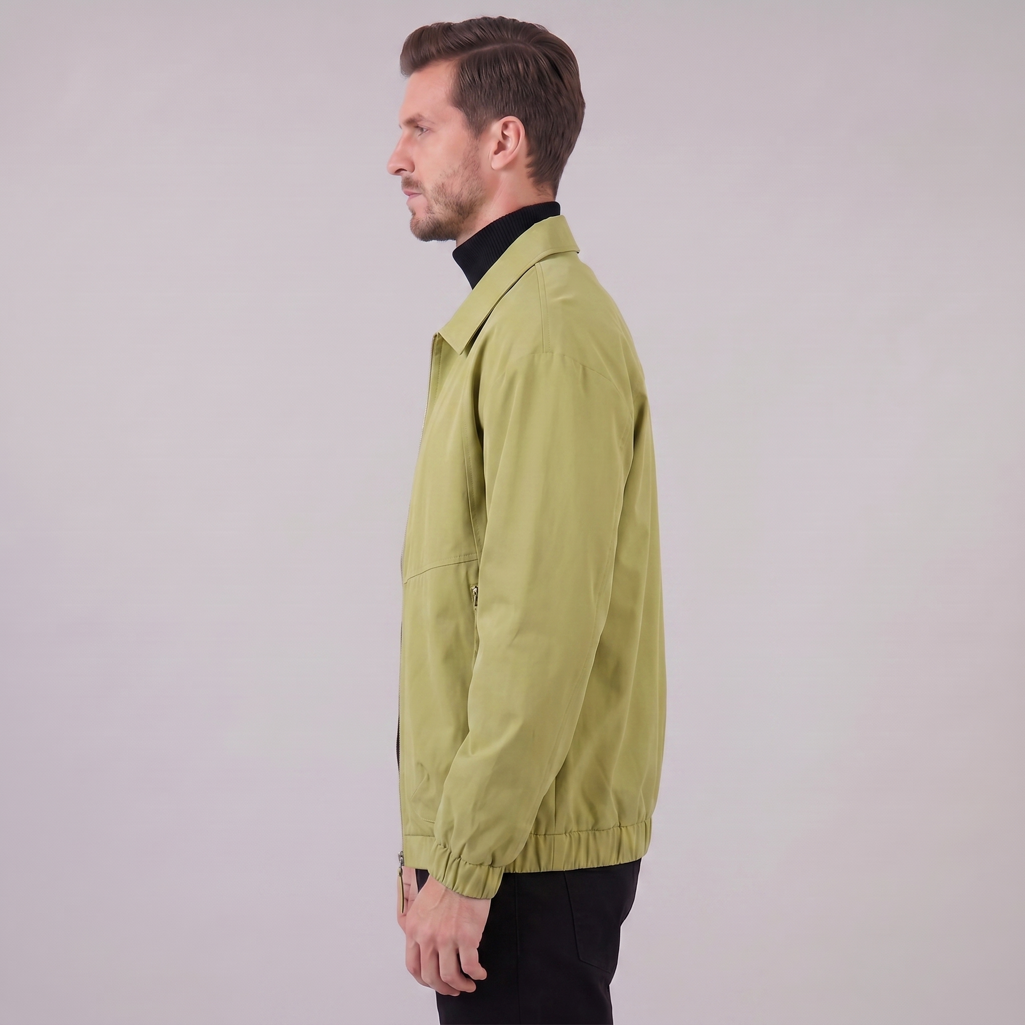 Herren Freizeitjacke Mit Kragen Und Durchgehendem Reißverschluss