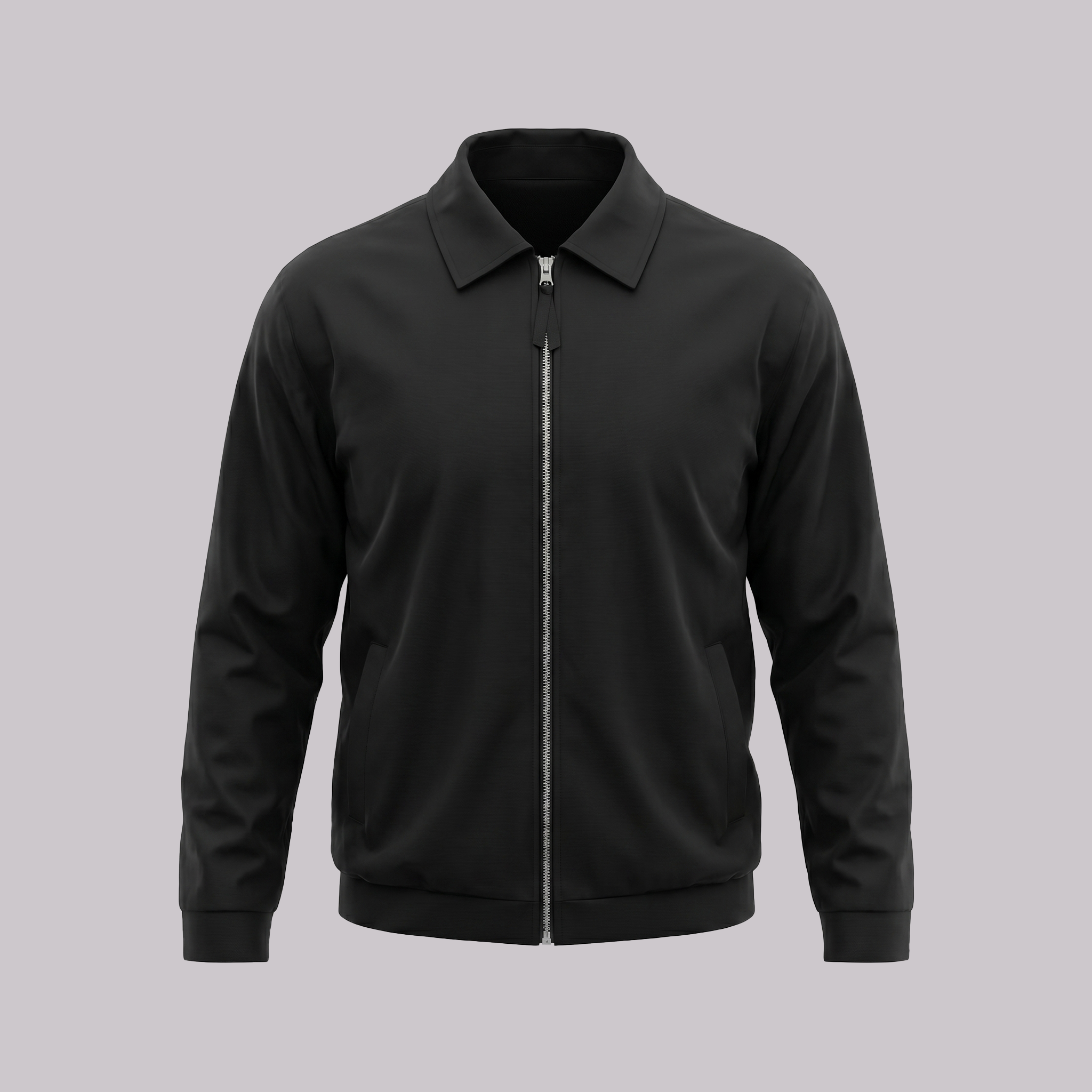 Herren Freizeitjacke Mit Kragen Und Durchgehendem Reißverschluss