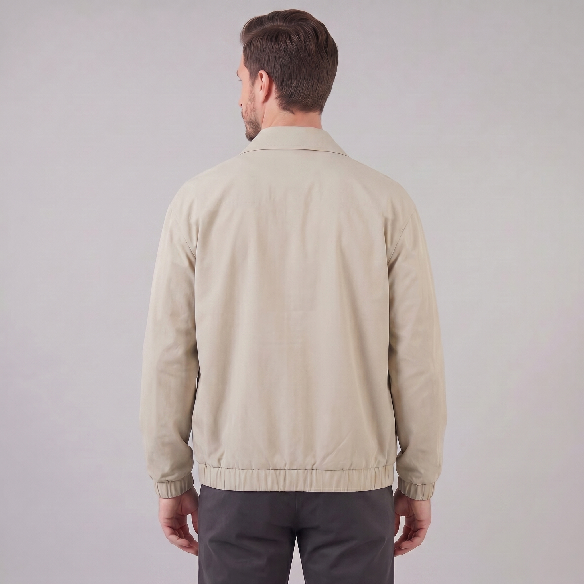 Herren Freizeitjacke Mit Kragen Und Durchgehendem Reißverschluss