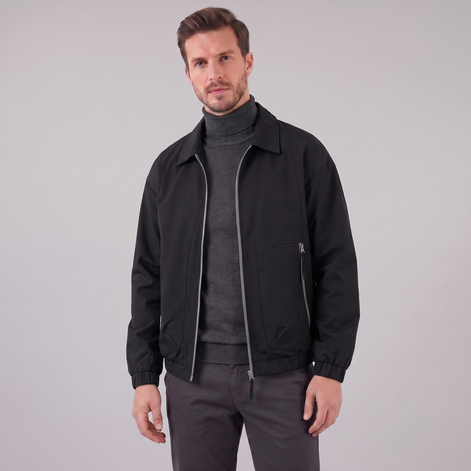 Herren Freizeitjacke Mit Kragen Und Durchgehendem Reißverschluss