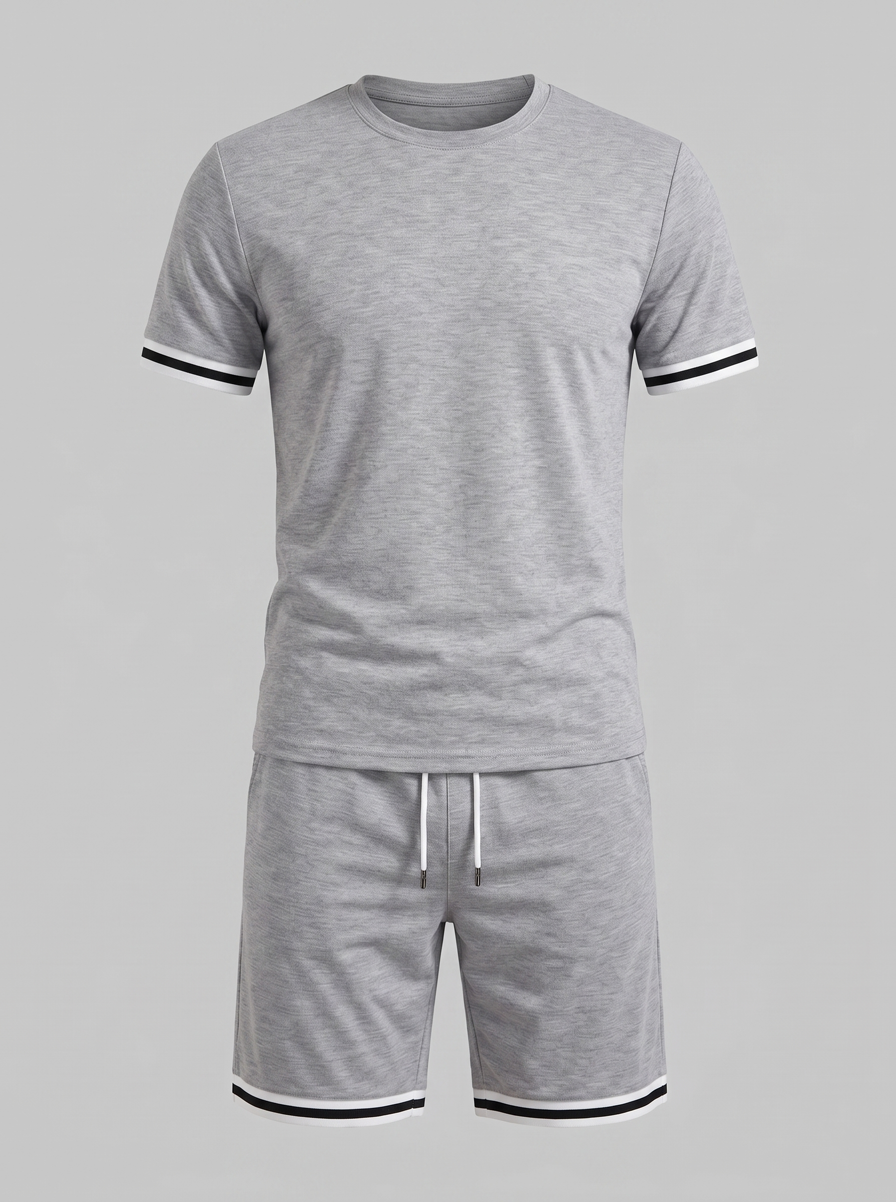 Herren Kontrast Streifen T-Shirt Shorts Set