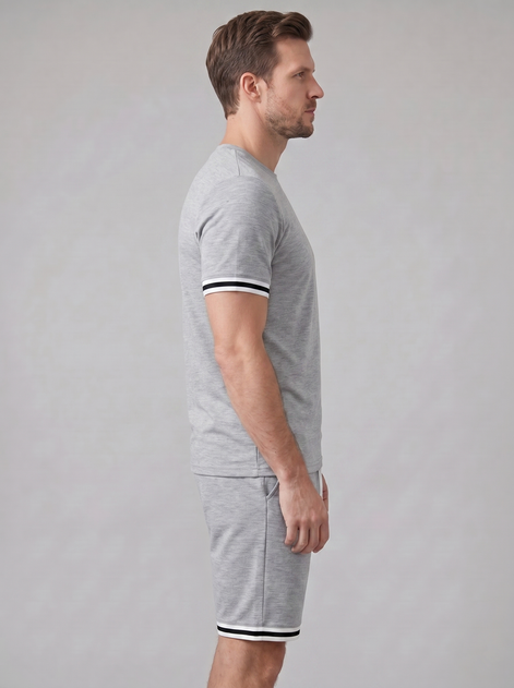 Herren Kontrast Streifen T-Shirt Shorts Set