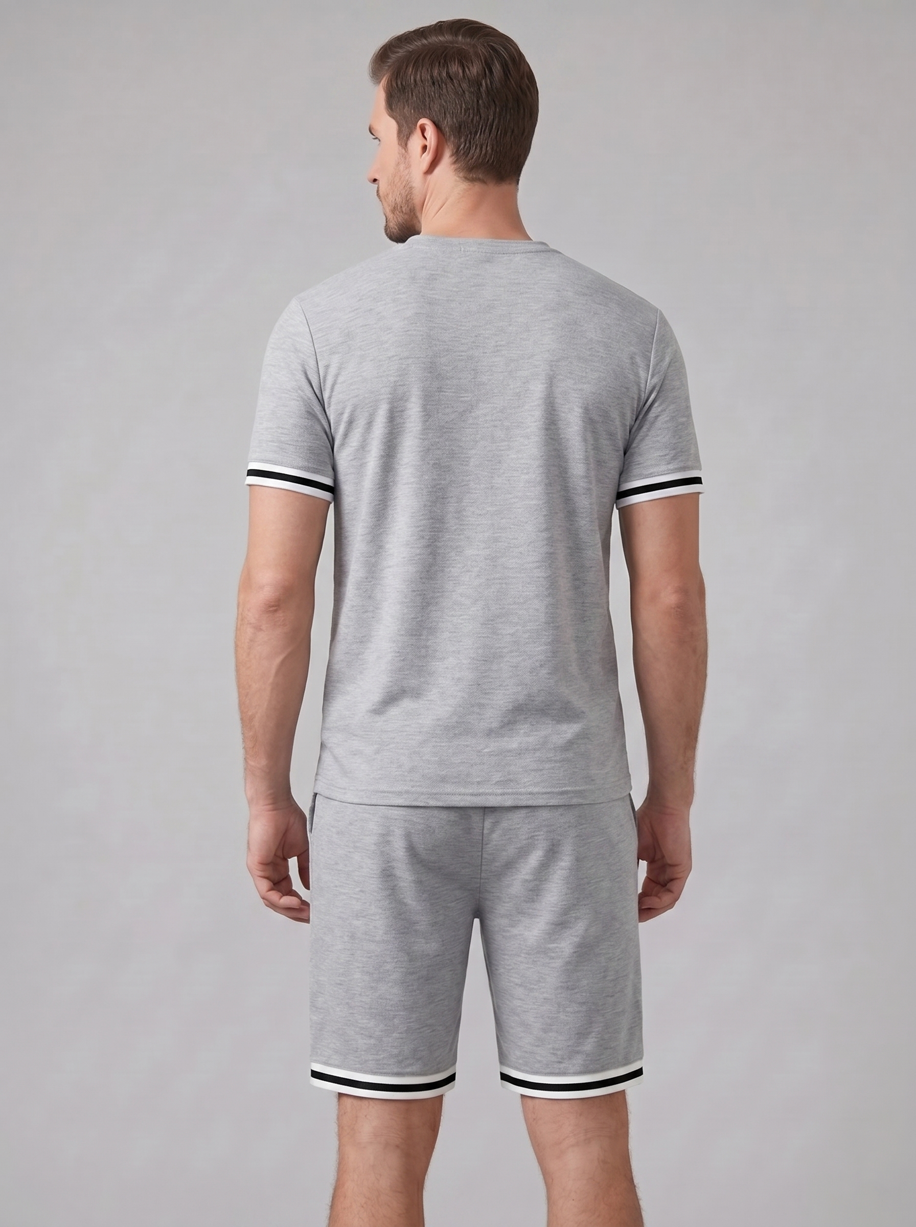 Herren Kontrast Streifen T-Shirt Shorts Set