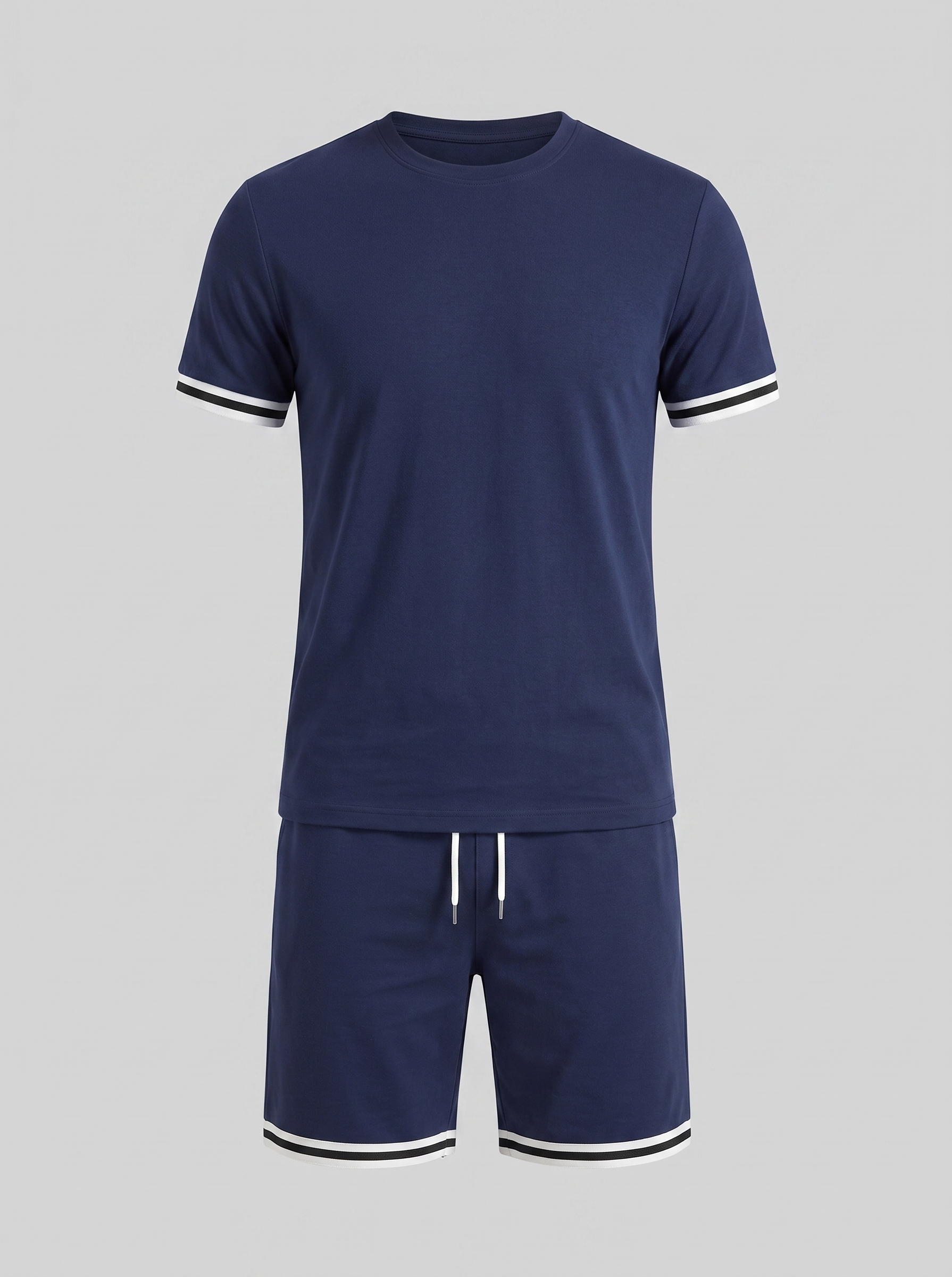 Herren Kontrast Streifen T-Shirt Shorts Set