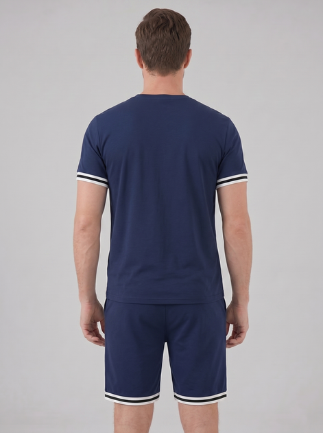 Herren Kontrast Streifen T-Shirt Shorts Set