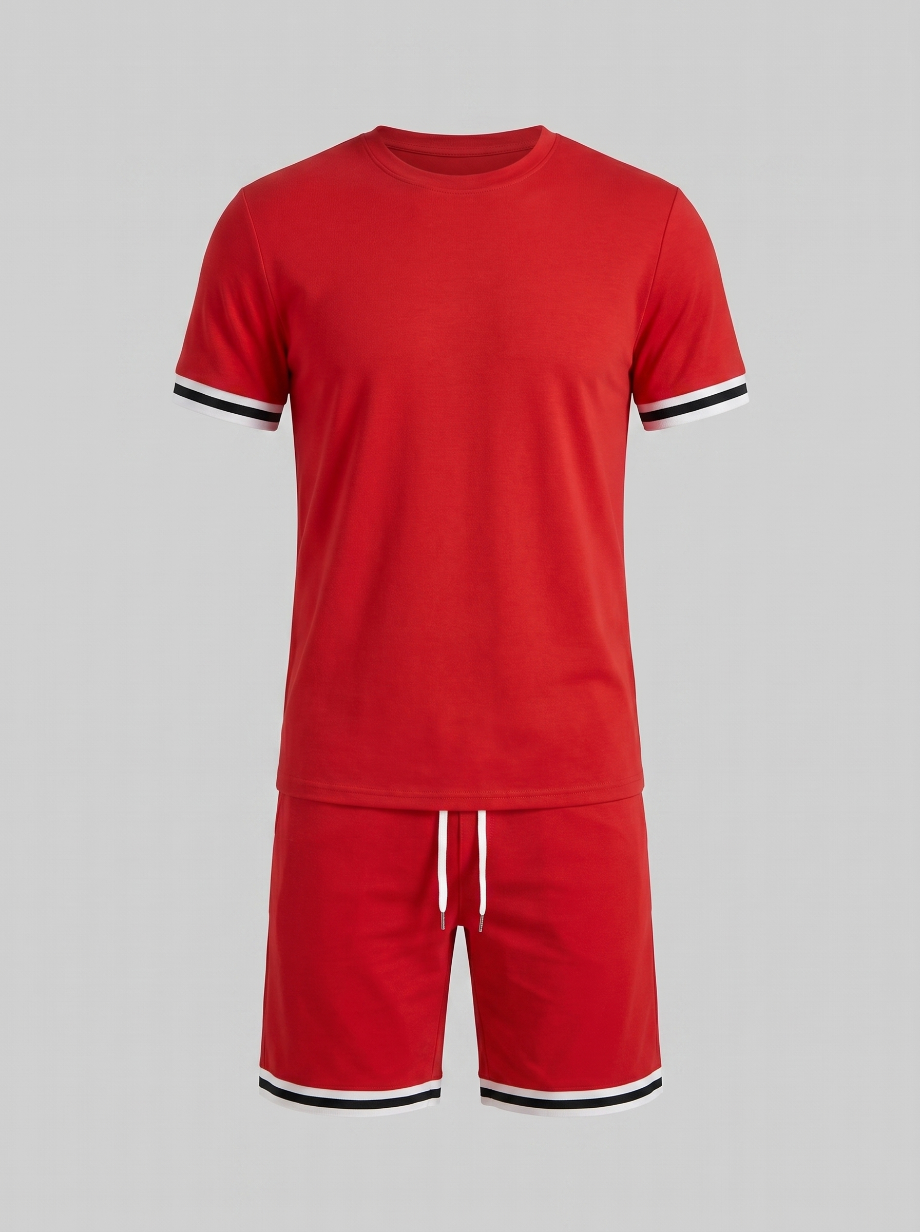 Herren Kontrast Streifen T-Shirt Shorts Set