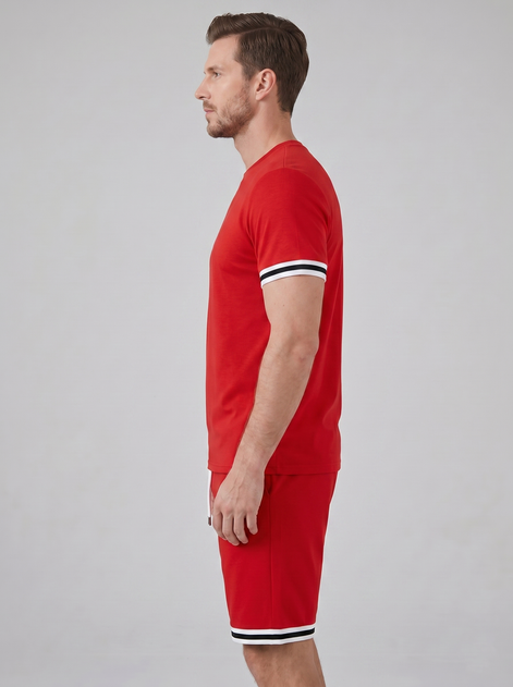 Herren Kontrast Streifen T-Shirt Shorts Set