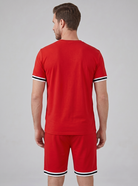 Herren Kontrast Streifen T-Shirt Shorts Set