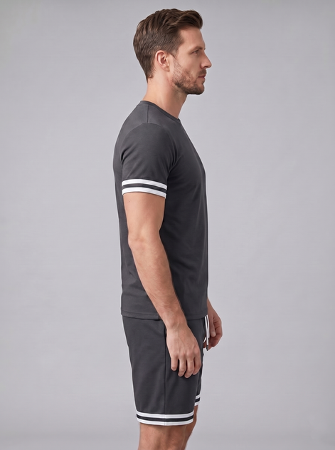 Herren Kontrast Streifen T-Shirt Shorts Set