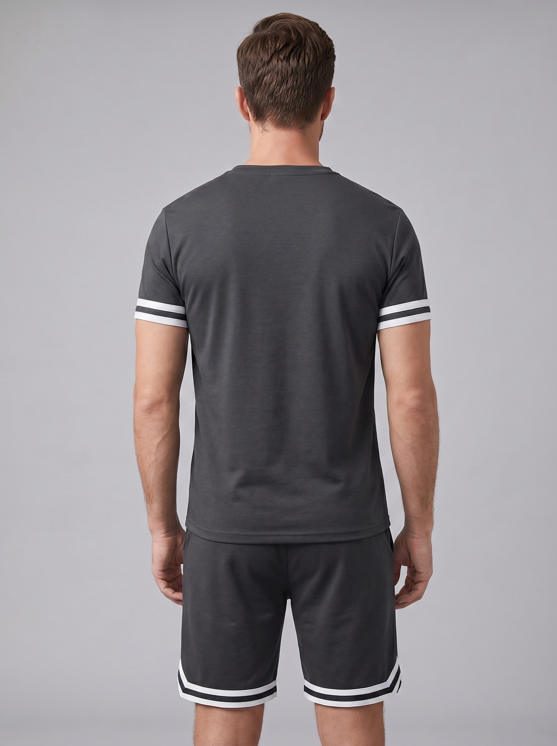 Herren Kontrast Streifen T-Shirt Shorts Set