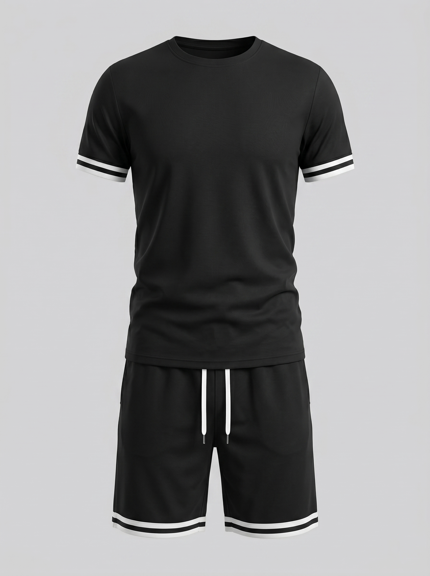 Herren Kontrast Streifen T-Shirt Shorts Set