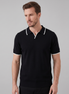 Herren Polo Aus Fein Gestrick Mit Kontrast-Tipping