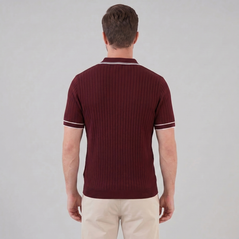 Herren Polohemd Aus Rippstrick Mit Kontrastbesatz
