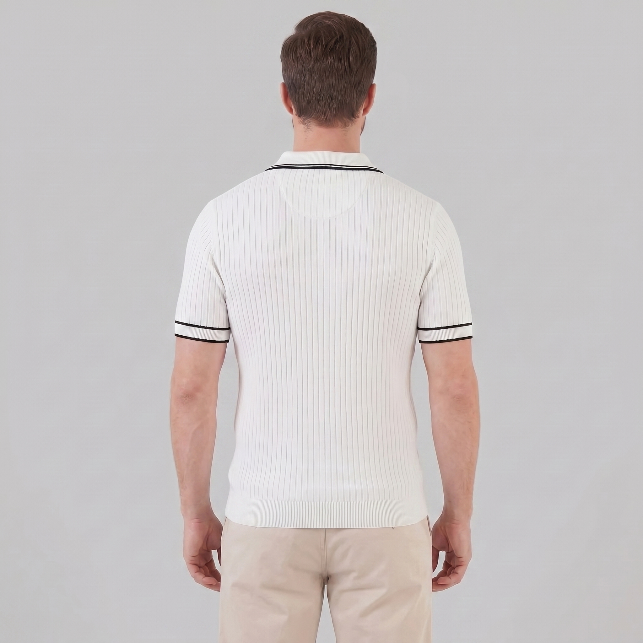 Herren Polohemd Aus Rippstrick Mit Kontrastbesatz