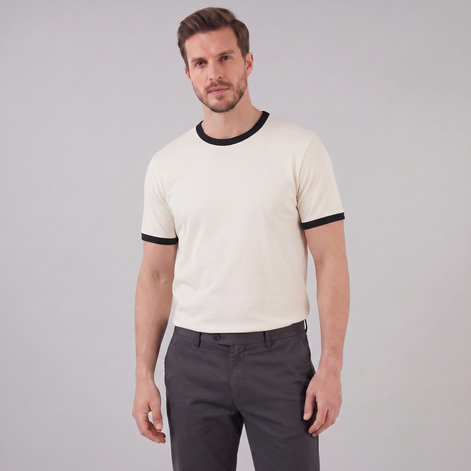 Herren Ringer T Shirt Mit Kontrastbesatz