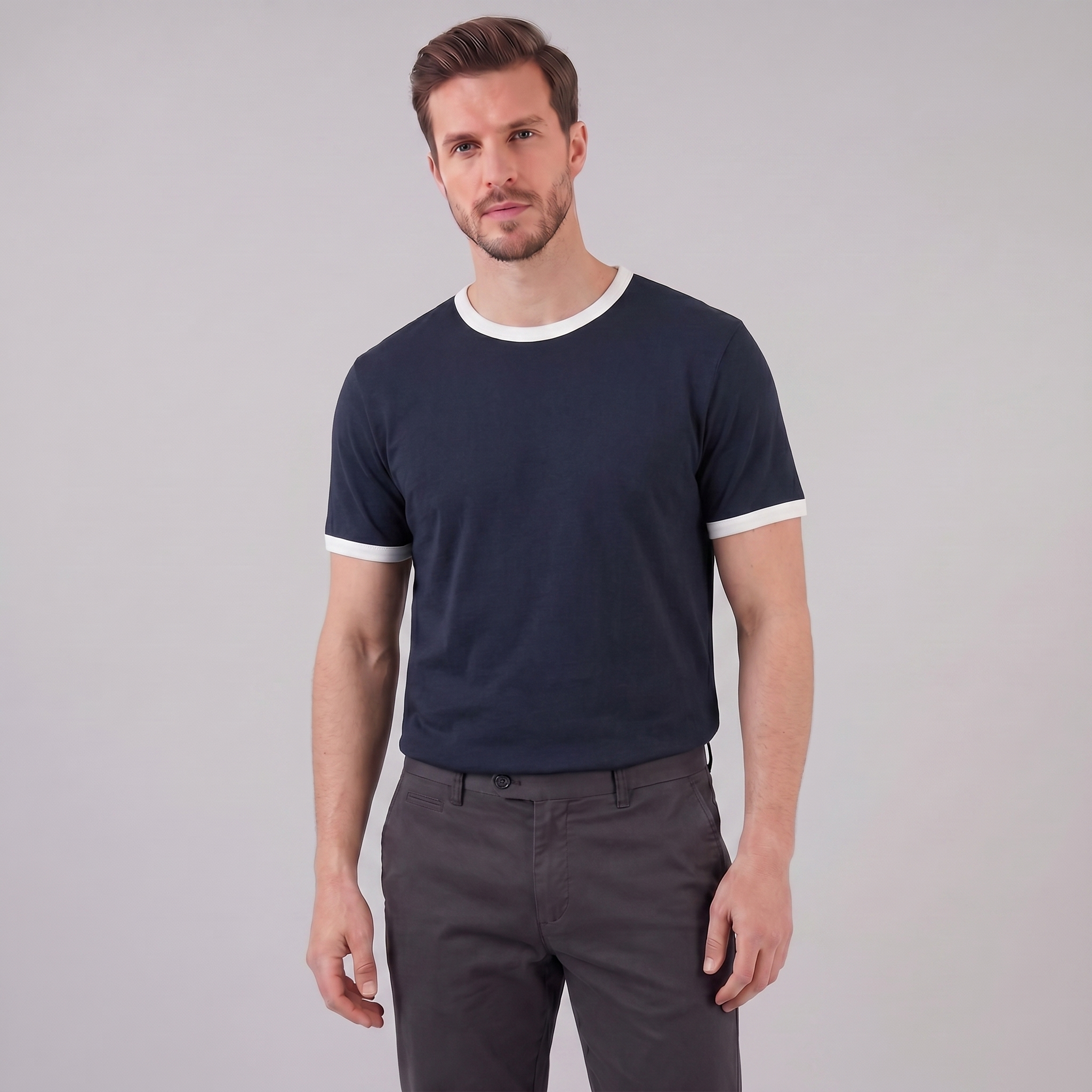 Herren Ringer T Shirt Mit Kontrastbesatz