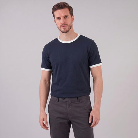 Herren Ringer T Shirt Mit Kontrastbesatz