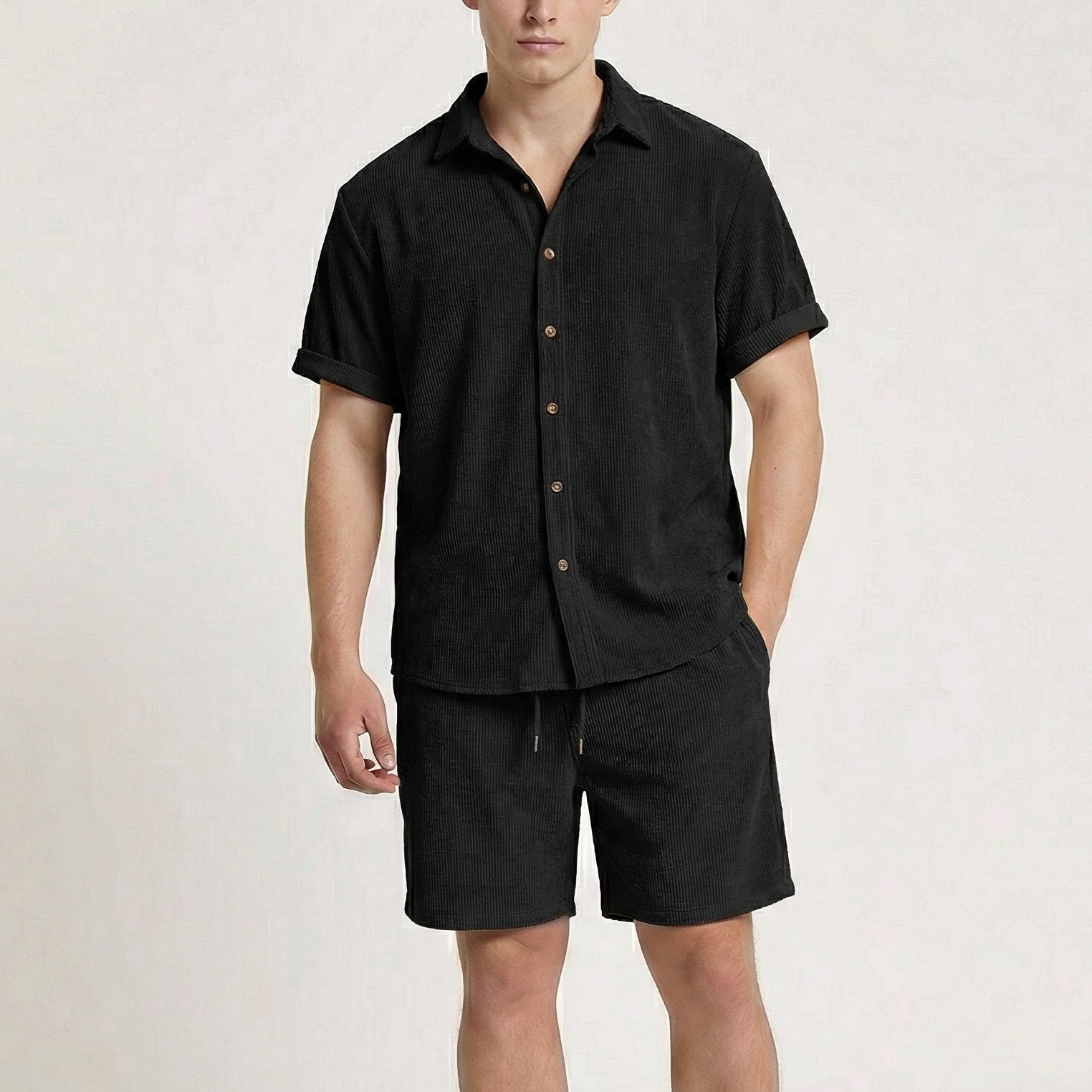 Herren Corduroy 2-teiliges Outfit-Set