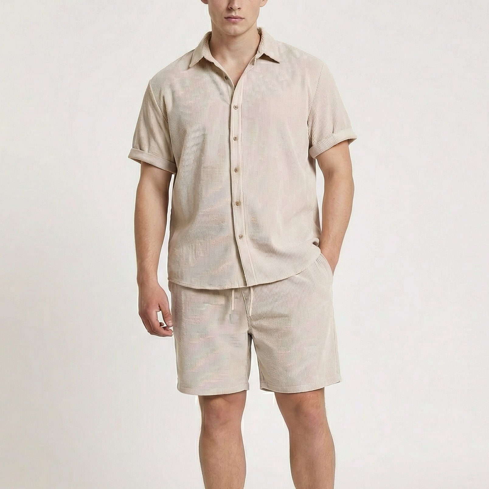 Herren Corduroy 2-teiliges Outfit-Set