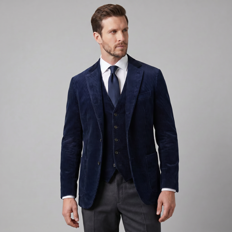 Herren Corduroy Blazer Jacke Mit Passender Weste