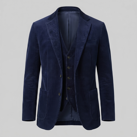 Herren Corduroy Blazer Jacke Mit Passender Weste