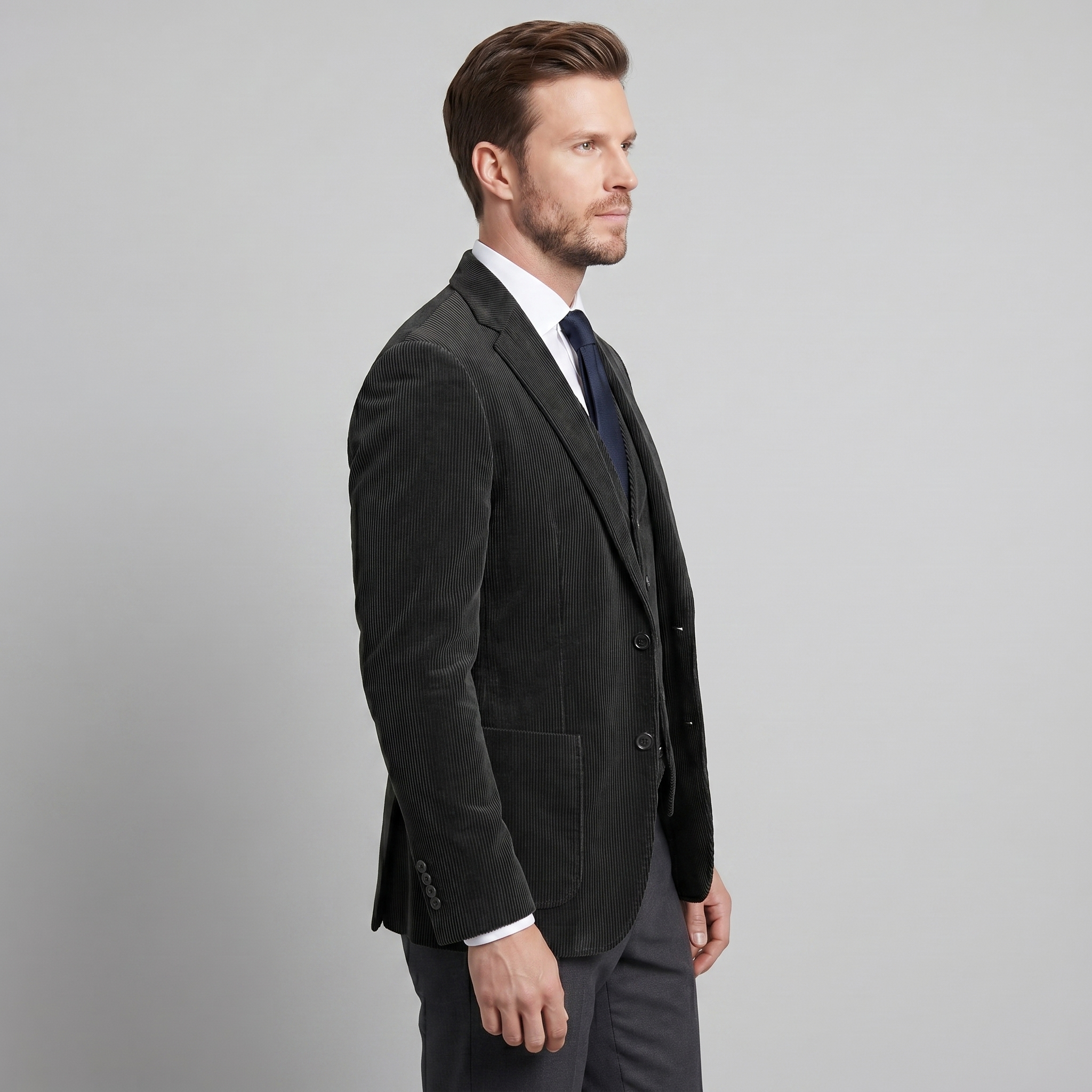 Herren Corduroy Blazer Jacke Mit Passender Weste
