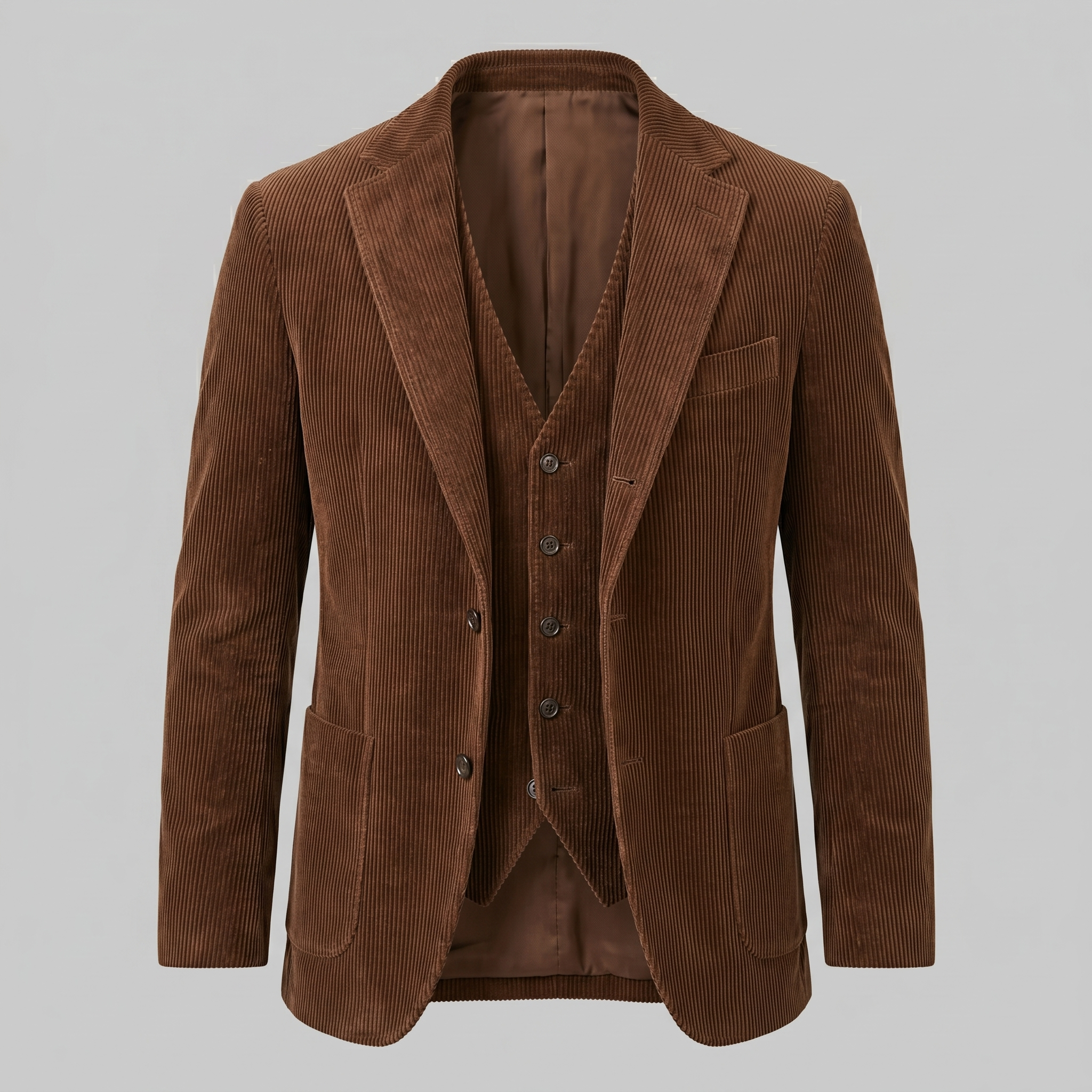 Herren Corduroy Blazer Jacke Mit Passender Weste