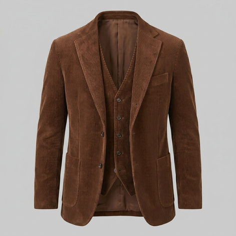 Herren Corduroy Blazer Jacke Mit Passender Weste