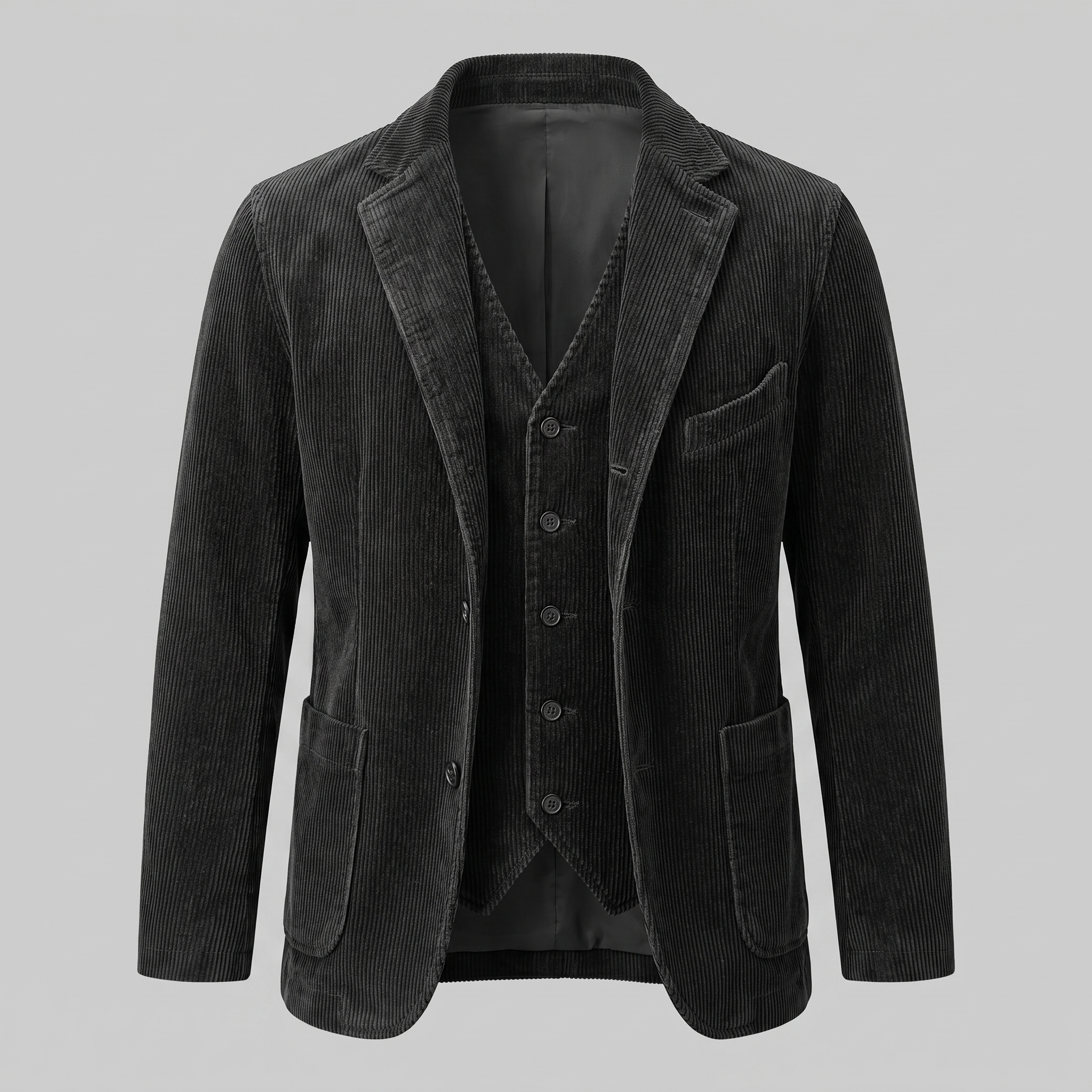 Herren Corduroy Blazer Jacke Mit Passender Weste
